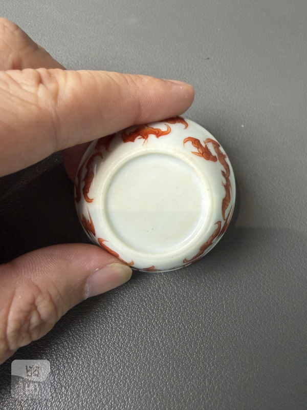 清 矾红百蝠纹套杯一组十件 - 图7